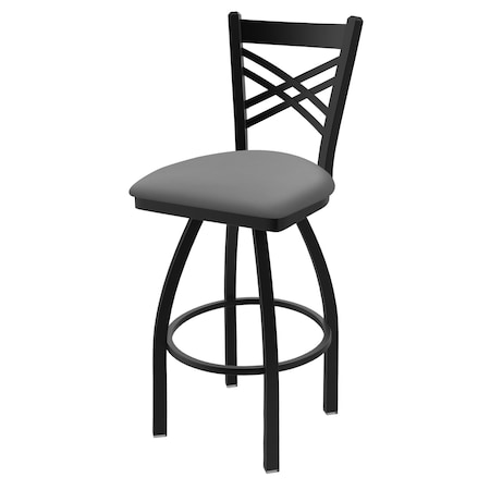 Holland Bar Stool Co 30" Swivel Bar Stool, Black Wrinkle, Canter Grey Seat 82030BW007